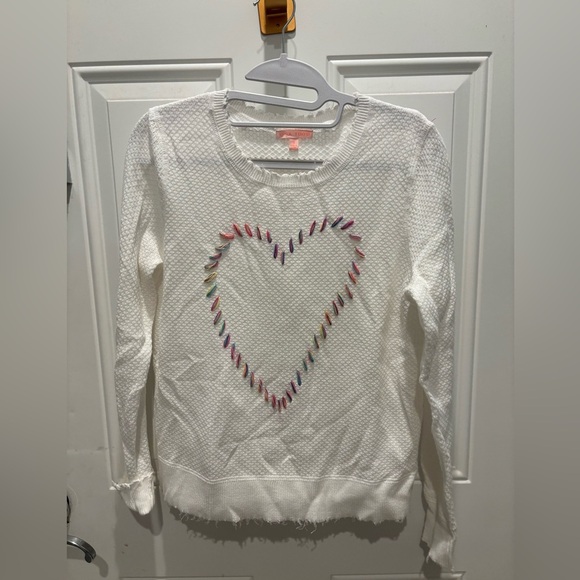 Lisa Todd white Heart Crew Neck Sweater - Picture 1 of 4